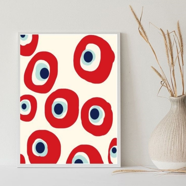 Quadro Decorativo Olhos Gregos Vermelhos 24x18cm Moldura:made