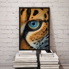 Quadro Decorativo Onça- Olhos 45x34cm Moldura:madeira Branca