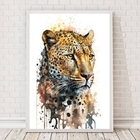 Quadro Decorativo Onça Aquarela 45x34cm - Com Vidro Moldura:m