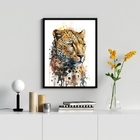 Quadro Decorativo Onça Aquarela 45x34cm Moldura:madeira Preta