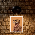 Quadro Decorativo Onça Fina E Elegante 33x24cm Moldura Branca