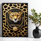 Quadro Decorativo Onça Luxo Grife Marca 45x34cm - Com Vidro M
