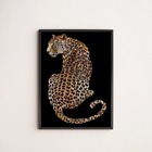 Quadro Decorativo Onça Vitral 33x24cm Moldura:madeira Branca