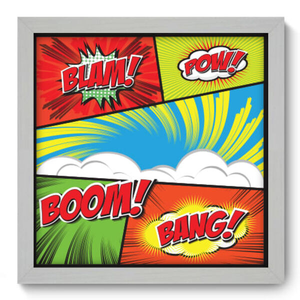 Quadro Decorativo - Onomatopeias - 33cm X 33cm - 048qdvb
