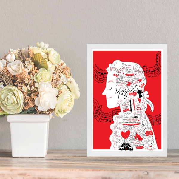 Quadro Decorativo Ópera - Mozart 24x18cm - Com Vidro Moldura