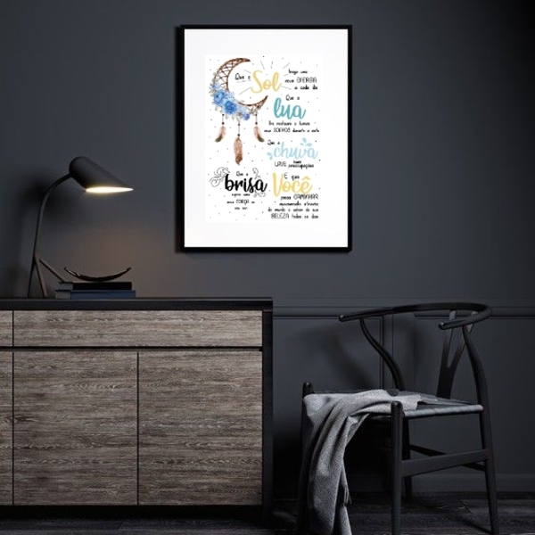 Quadro Decorativo Oração Apache - 60x48cm Moldura:madeira Pre