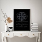 Quadro Decorativo Oração De São Bento Preto e branco 45x34cm