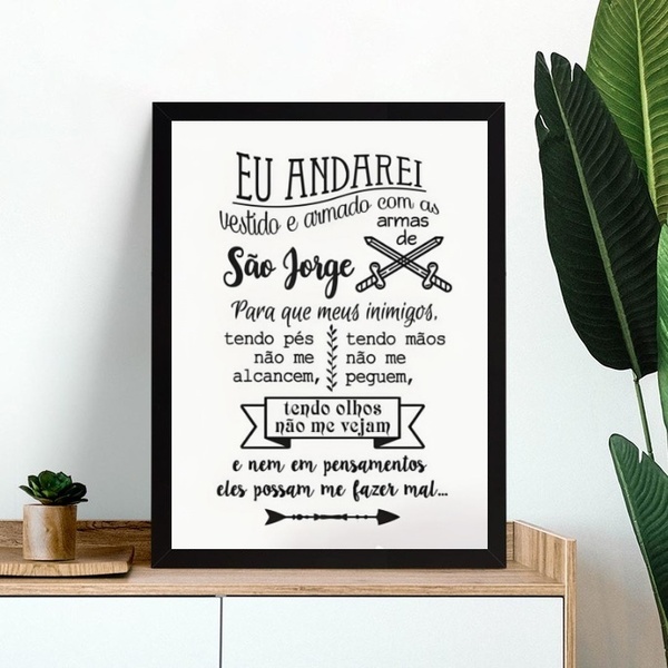 Quadro Decorativo Oração Para São Jorge 45x34cm - Com Vidro M