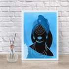 Quadro Decorativo Orixá- Iemanjá 33x24cm - Com Vidro Moldura: