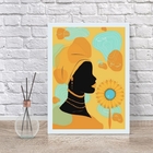 Quadro Decorativo Orixá- Oxum 45x34cm - Com Vidro Moldura:mad