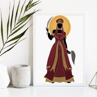 Quadro Decorativo Orixá Iansã 33x24cm Moldura:madeira Branca