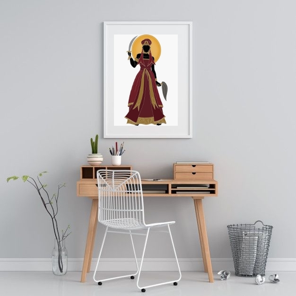 Quadro Decorativo Orixá Iansã - 60x48cm Moldura:madeira Preta