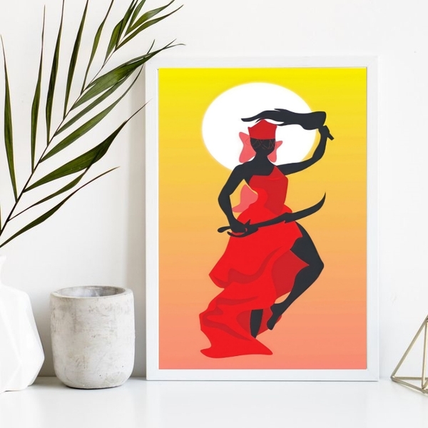 Quadro Decorativo Orixá Iansã Candomblé 33x24cm Moldura:madei