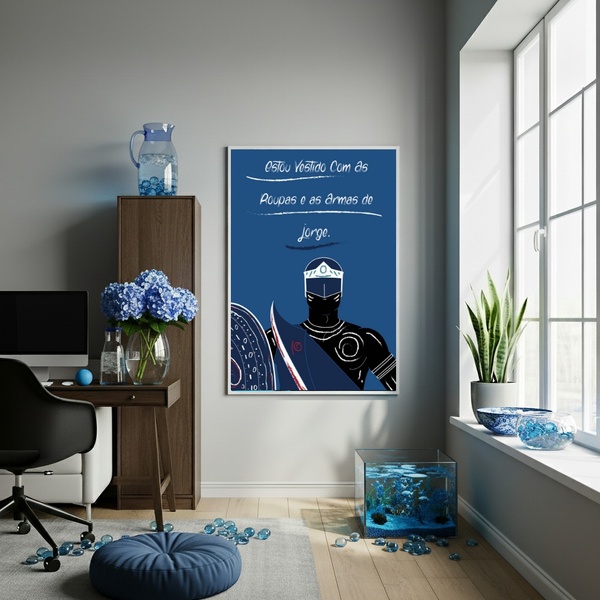 Quadro Decorativo Orixá Ogum Armas De Jorge  - 70x50cm Moldur