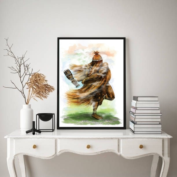 Quadro Decorativo Orixá Omolu 24x18cm - Com Vidro Moldura:mad