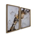 Quadro Decorativo Ouro E Chumbo 2 Telas 60x90cm Para Sala Qua