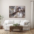 Quadro Decorativo Ouro E Chumbo Com 2 Telas De Parede Para Sa