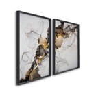 Quadro Decorativo Ouro E Chumbo Com 2 Telas De Parede Para Sa