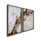 Quadro Decorativo Ouro E Chumbo Com 2 Telas De Parede Para Sa
