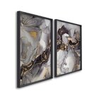 Quadro Decorativo Ouro E Chumbo Com 2 Telas De Parede Para Sa
