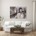 Quadro Decorativo Ouro E Chumbo Com 2 Telas De Parede Para Sa