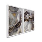 Quadro Decorativo Ouro E Chumbo Com 2 Telas De Parede Para Sa