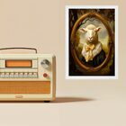 Quadro Decorativo Ovelha - Retrato Antigo 24x18cm - Com Vidro