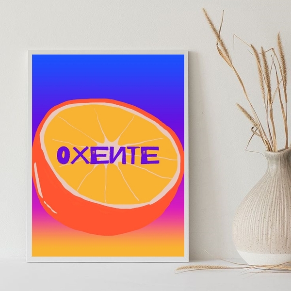 Quadro Decorativo Oxente 33x24cm - Com Vidro Moldura:madeira