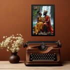 Quadro Decorativo Oxum E Xangô 45x34cm Moldura Branca