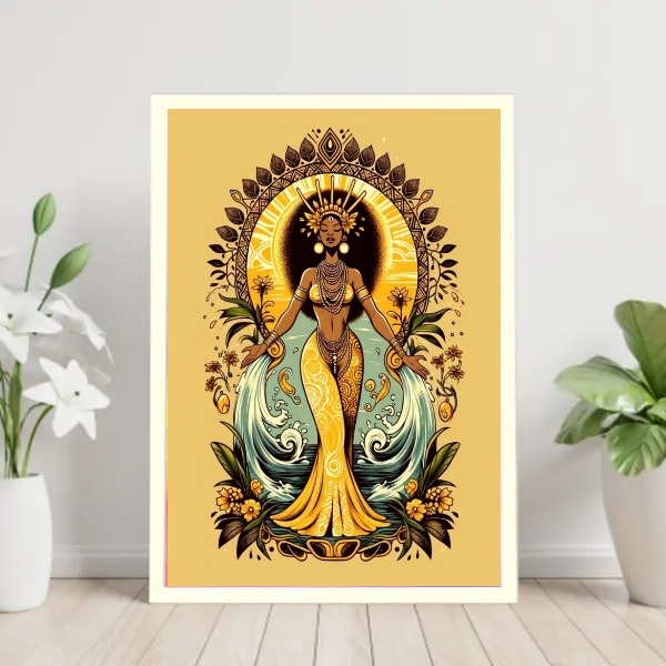 Quadro Decorativo Oxum - Rainha Água Doce  60x48cm Moldura:ma