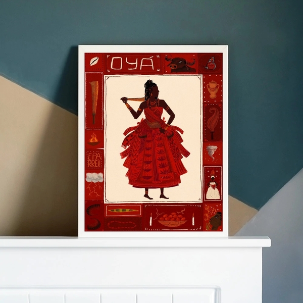 Quadro Decorativo Oyá - Umbanda 45x34cm - Com Vidro Moldura:m