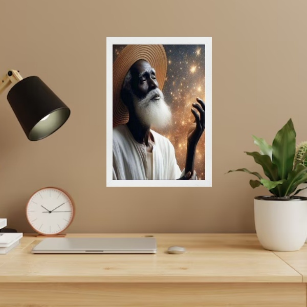 Quadro Decorativo Pai Benedito 45x34cm - Com Vidro Moldura Br