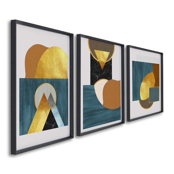 Quadro Decorativo Paisagem Abstrata Com 3 Telas De Parede Par