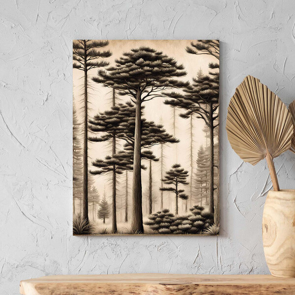 Quadro Decorativo Paisagem Araucaria A Mão - 150x100 Cm