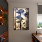 Quadro Decorativo Paisagem Araucaria A Mão Com Moldura E Vidr