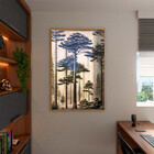 Quadro Decorativo Paisagem Araucaria A Mão Com Moldura E Vidr