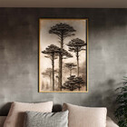 Quadro Decorativo Paisagem Araucaria Vintage Com Moldura Dour
