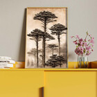 Quadro Decorativo Paisagem Araucaria Vintage Com Moldura Dour