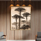 Quadro Decorativo Paisagem Araucaria Vintage Com Moldura Dour
