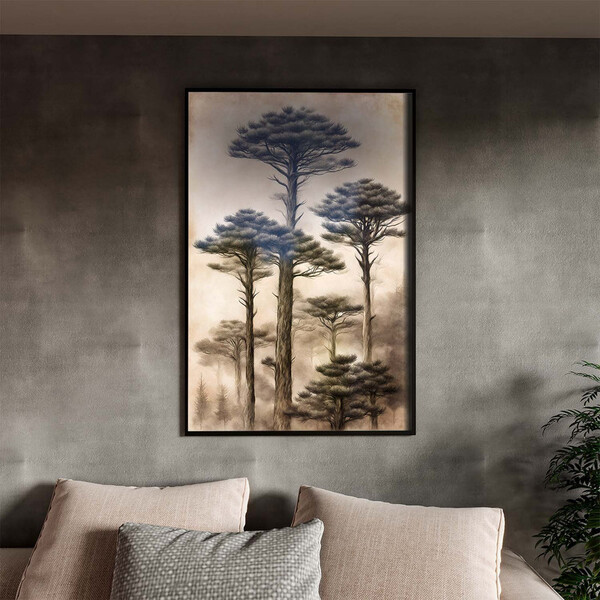 Quadro Decorativo Paisagem Araucaria Vintage Com Moldura E Vi
