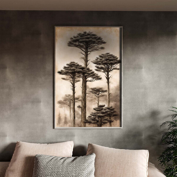 Quadro Decorativo Paisagem Araucaria Vintage Com Moldura Prat