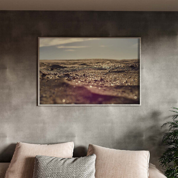 Quadro Decorativo Paisagem Areia Com Moldura Prata - 100x70 Cm