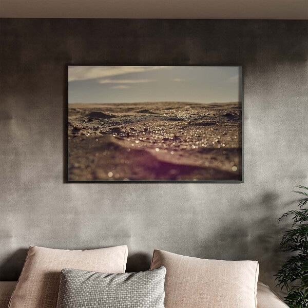 Quadro Decorativo Paisagem Areia Com Moldura Preto - 100x70 Cm
