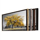 Quadro Decorativo Paisagem Árvore Amarela Com Moldura Marrom
