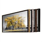 Quadro Decorativo Paisagem Árvore Amarela Com Moldura Marrom