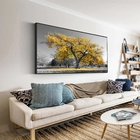 Quadro Decorativo Paisagem Árvore Amarela Com Moldura Preto 2