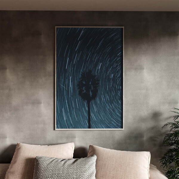 Quadro Decorativo Paisagem Arvore Espiral Com Moldura Prata -
