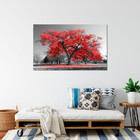 Quadro Decorativo Paisagem Arvore Vermelha - 150x100 Cm