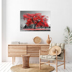 Quadro Decorativo Paisagem Arvore Vermelha - 200x100 Cm