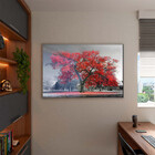 Quadro Decorativo Paisagem Arvore Vermelha Com Moldura E Vidr